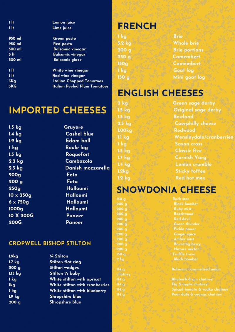Cheese Products Catalog